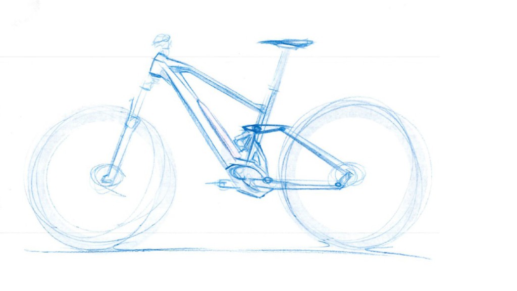 Dessin moustache intégration moteur VTT électrique