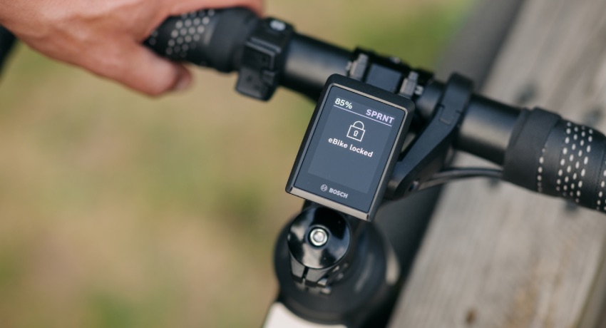 Le dispositif eBikeLocked en fonction sur l'écran d'un VAE.